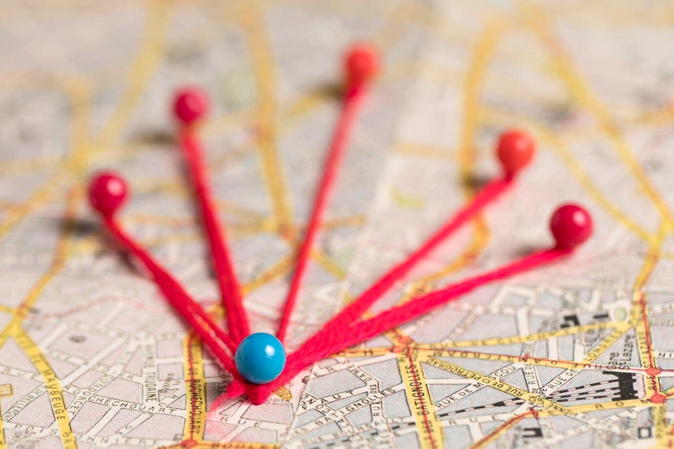 What are the different types of probate in Connecticut? 7 pushpins with thread route vintage map 23 2148510510