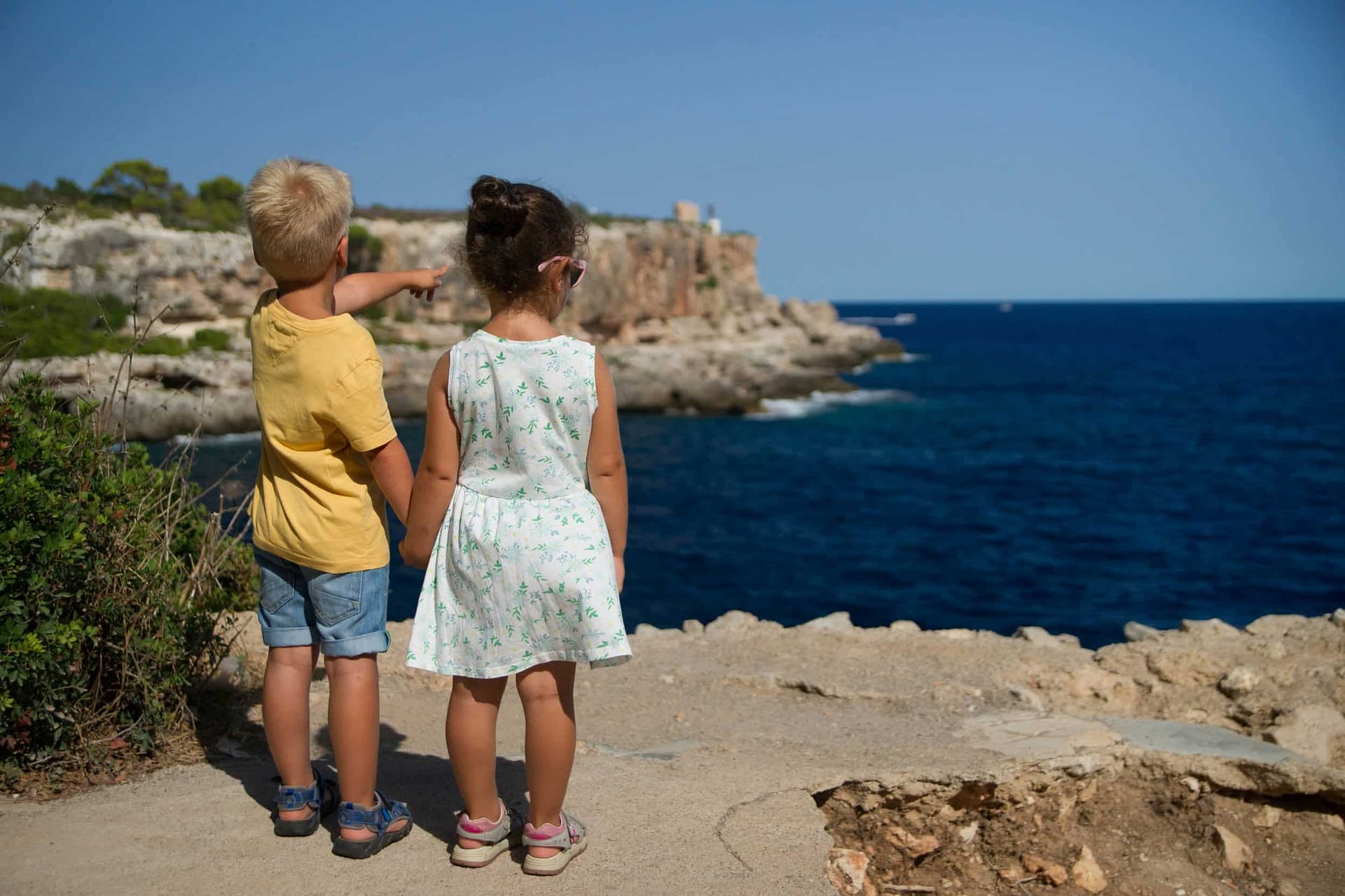 How to Choose a Guardian in Your Estate Plan 3 Two children looking out over the sea from a rocky shore