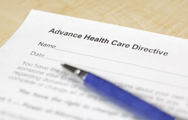 Advance Directives v End-of-Life Directives v Living Wills 3 A blank Advance Health Care Directive form with a pen