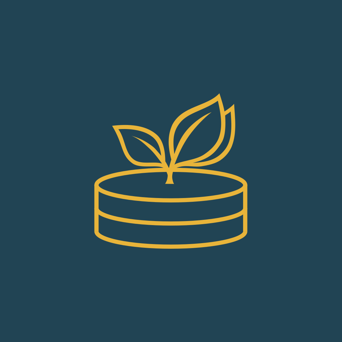 Logo Coin Leaf Outline Gold w Dark Background 1100 x 1100
